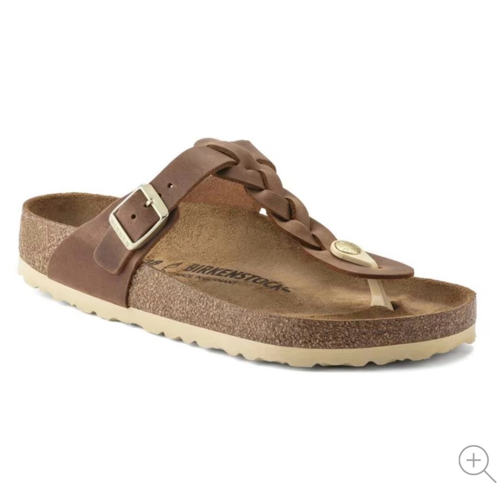 Birkenstock Leather Gizeh Tan Braided Sandals